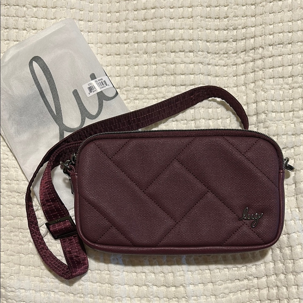 Lug Red Quilted Crossbody Bag with Geometric Pattern